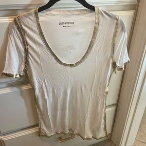 Zadig & Voltaire gold foil trimmed tee.  Size small